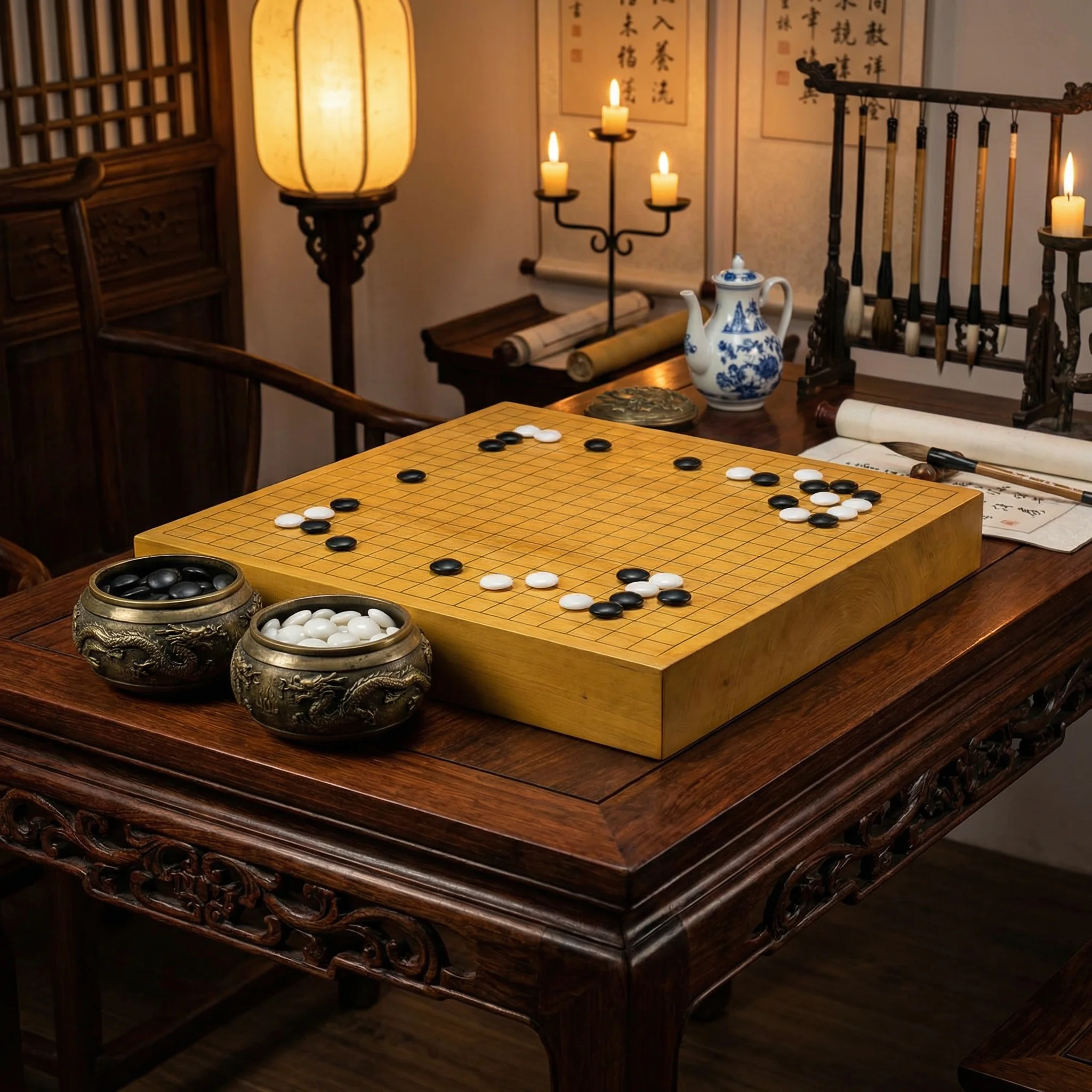 古代围棋棋盘与玉石棋子 - 麻将pg 鉴赏